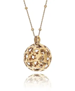 -Collana Lunga E Chiama Angeli Fori Angioletti 23MM In Argento 925 Placcato oro rosa