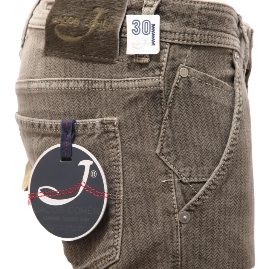 0226AL pantalone fustagno uomo JACOB COHEN man print fustian trouser green