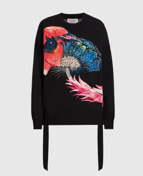 Alexander McQueen Felpa nera di Hieronymus Bosch con fantasia 748061Q1A55