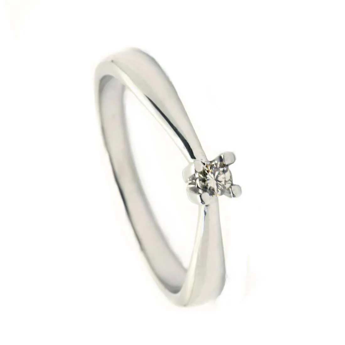 ANELLO SOLITARIO IN ORO BIANCO 9KT E DIAMANTE CT 0.03 MISURA 13