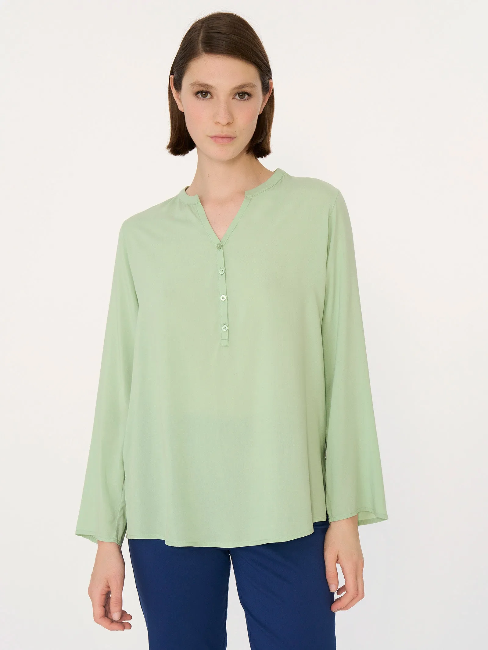 Blusa con Collo Serafino in EcoSeta - Golden Spice