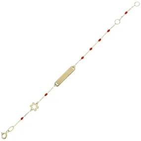 Bracciale Bambina Targhetta Oro Giallo Smalto Rosso