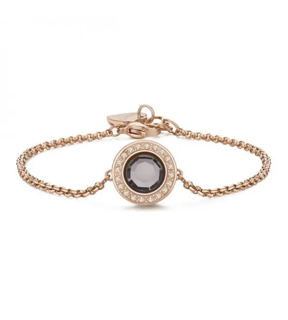 Bracciale Donna Gioielli Sagapò Luna in acciaio 316L pvd oro rosa con cristalli gold quarz slu20