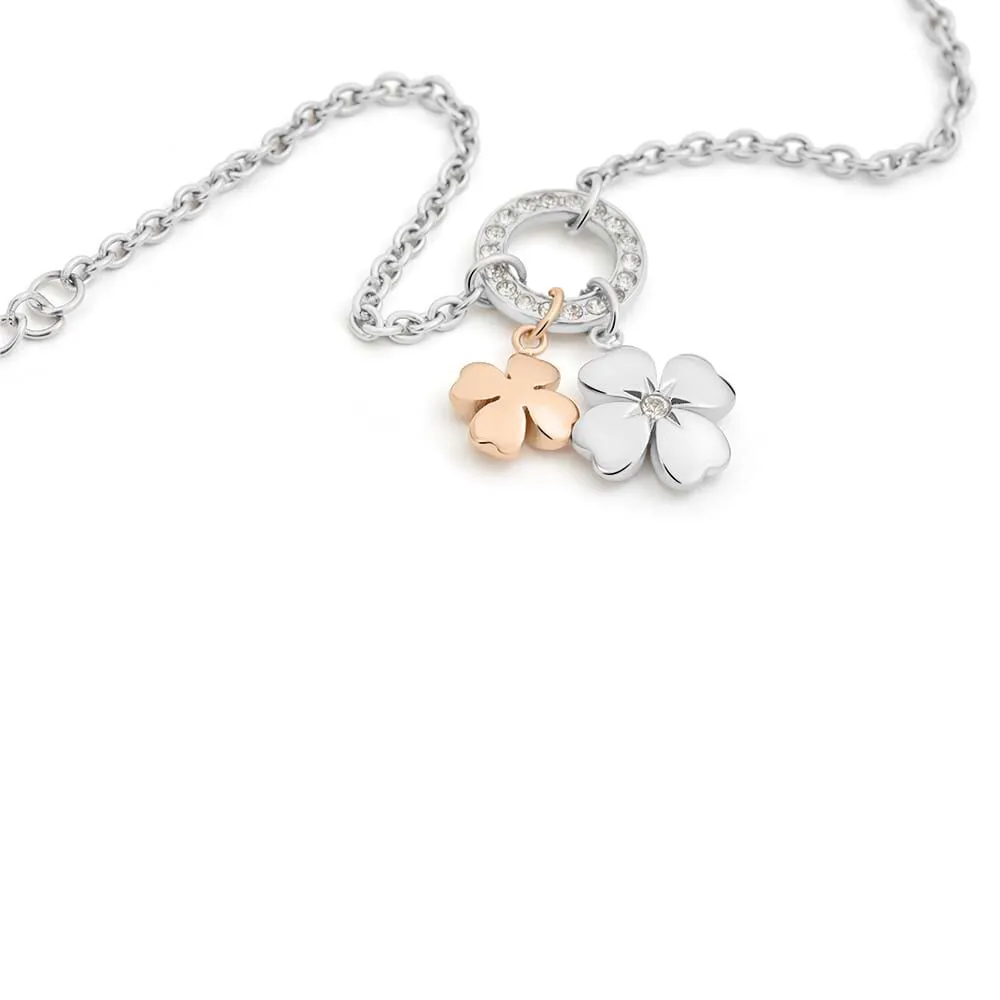 Bracciale Quadrifoglio Lady Chic Acciaio Bicolore Bianco / Rosa Cristallo Bianco 16 + 2 cm 1680346