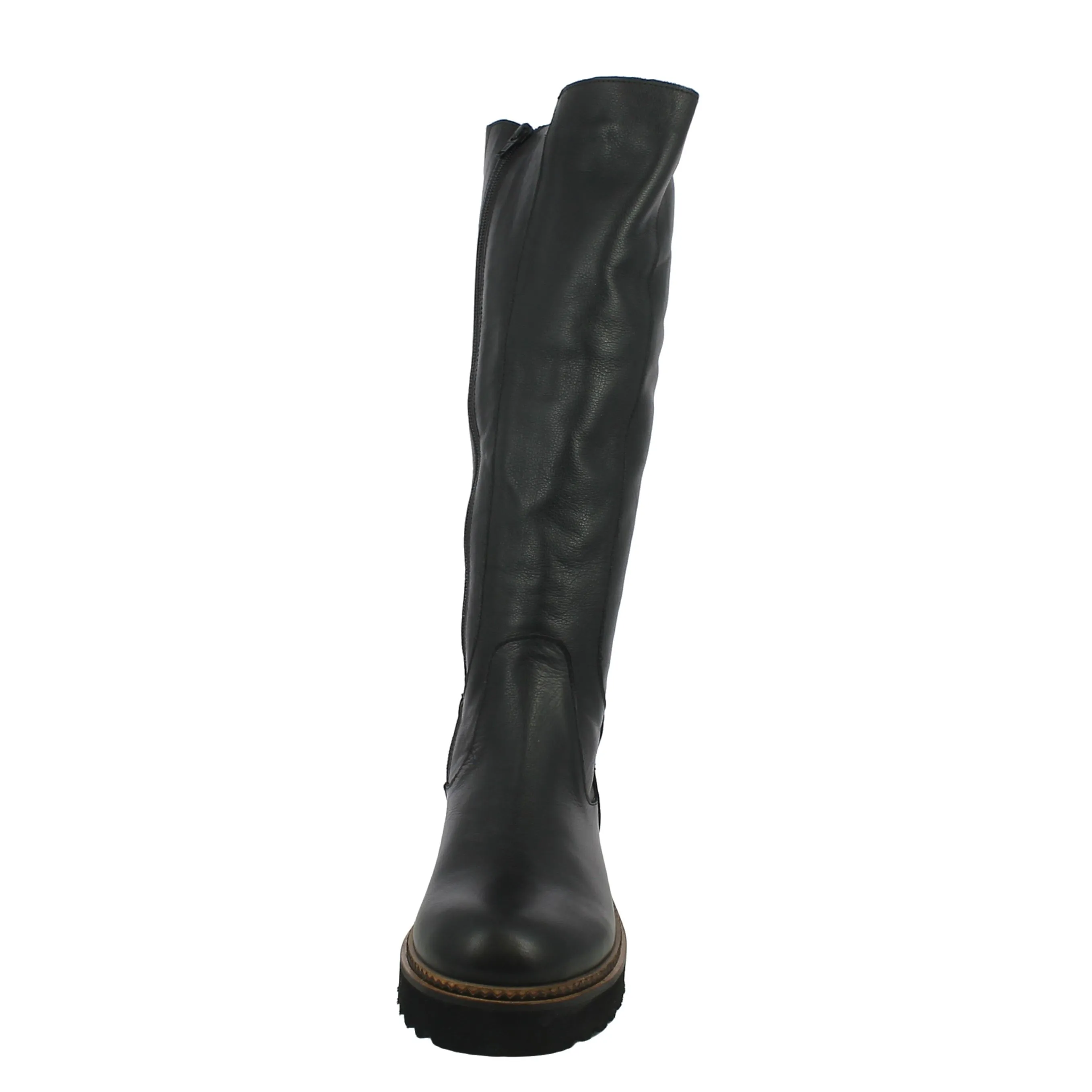 Bueno  Stivale alto in pelle nera con zip 