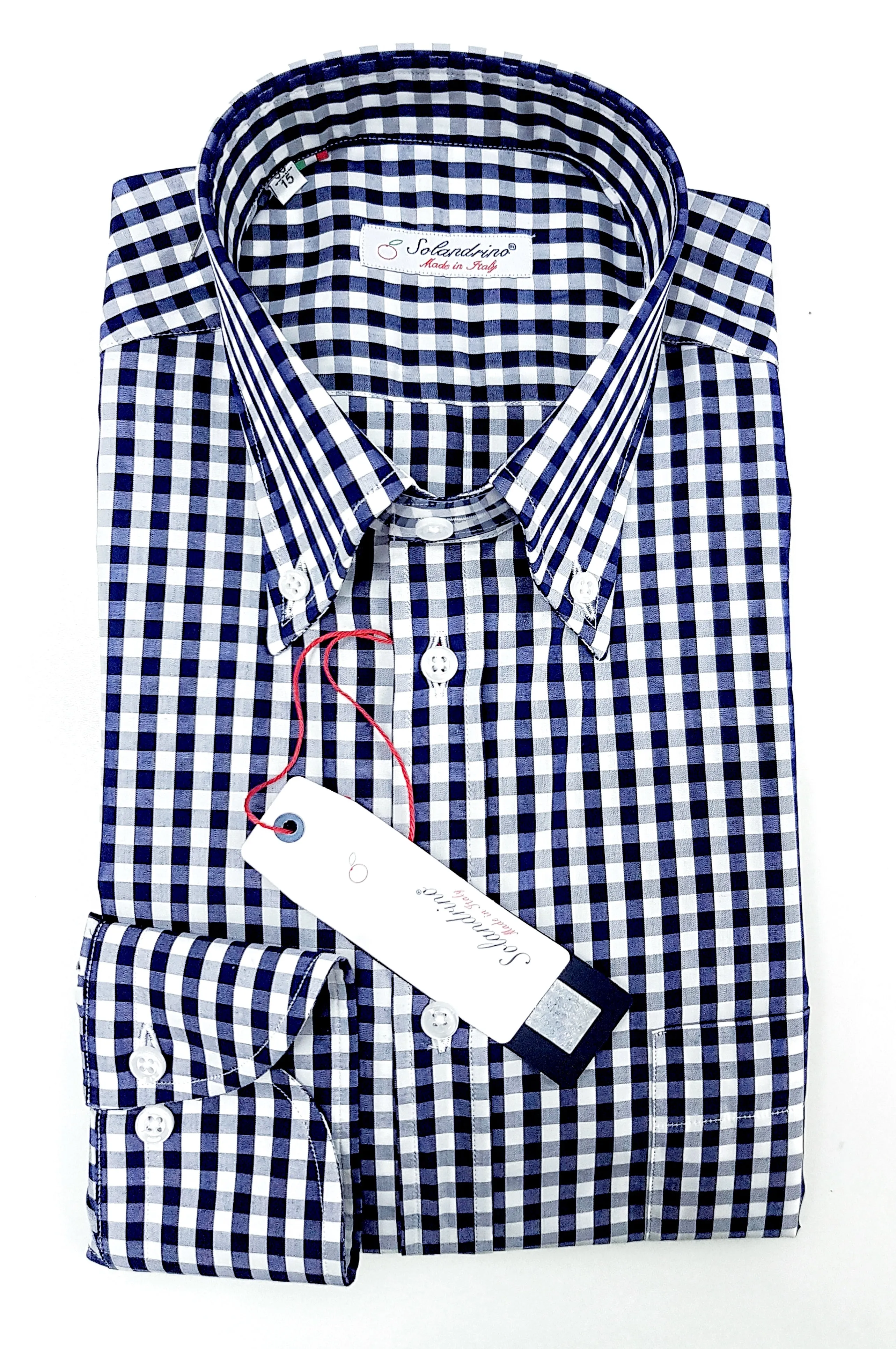 Camicia a quadri blu puro cotone made in italy