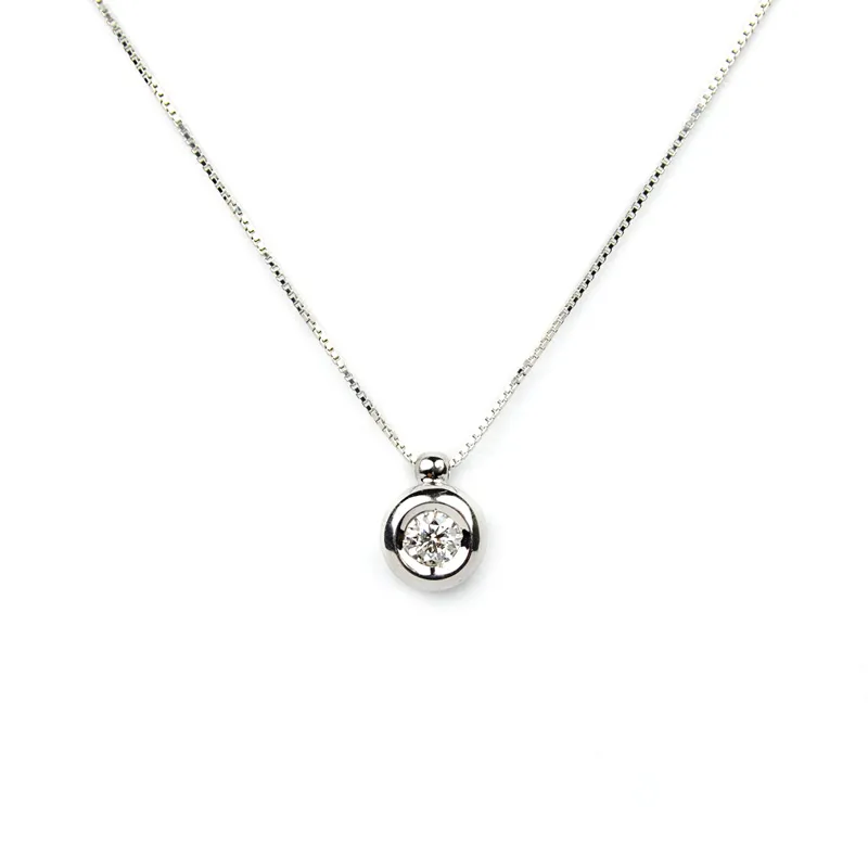 Collana punto luce cipollina in oro bianco con diamante ct 0,14