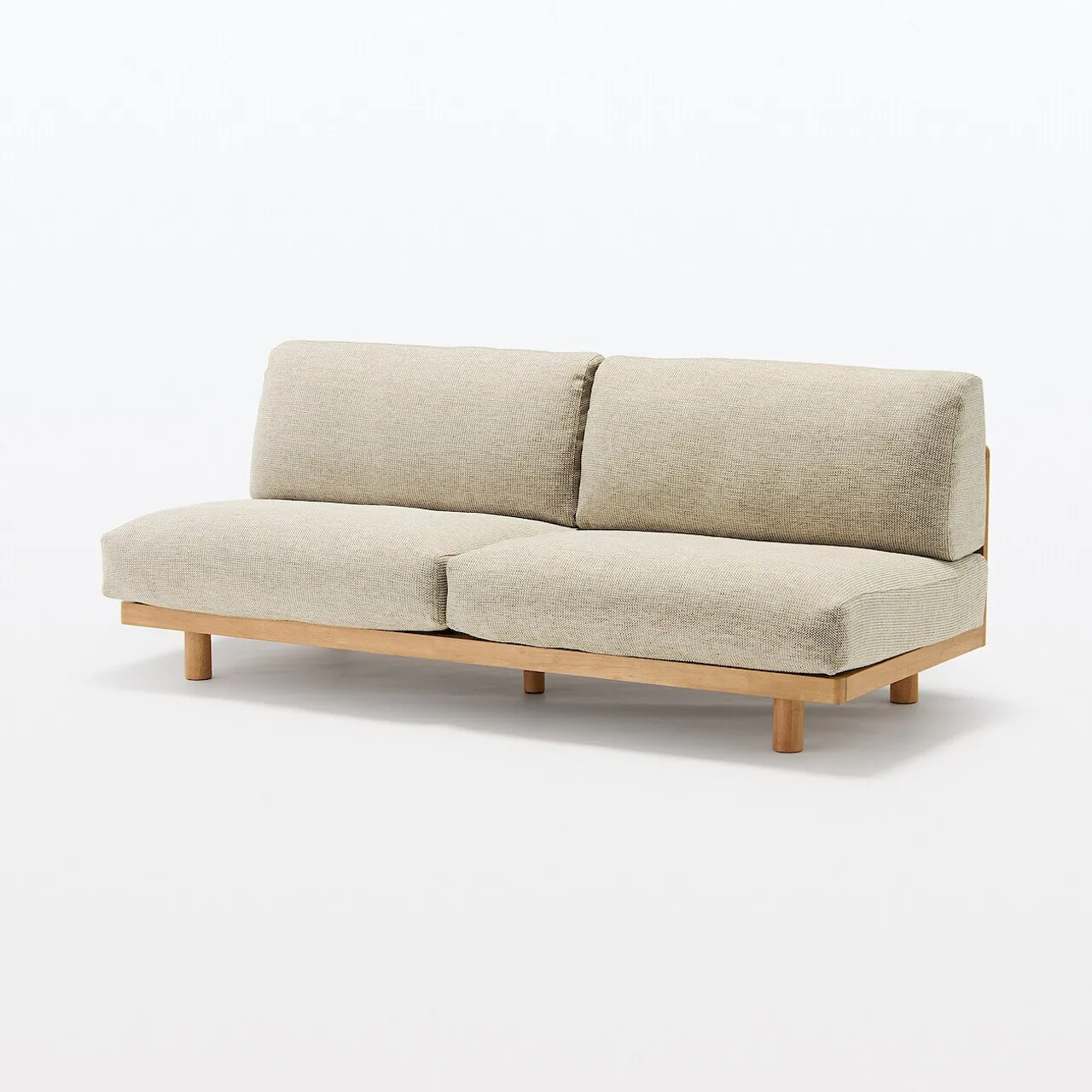 Divano senza braccioli in poliestere intrecciato a 3 posti,beige