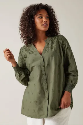 Evans - Blusa in cotone con pizzo sangallo