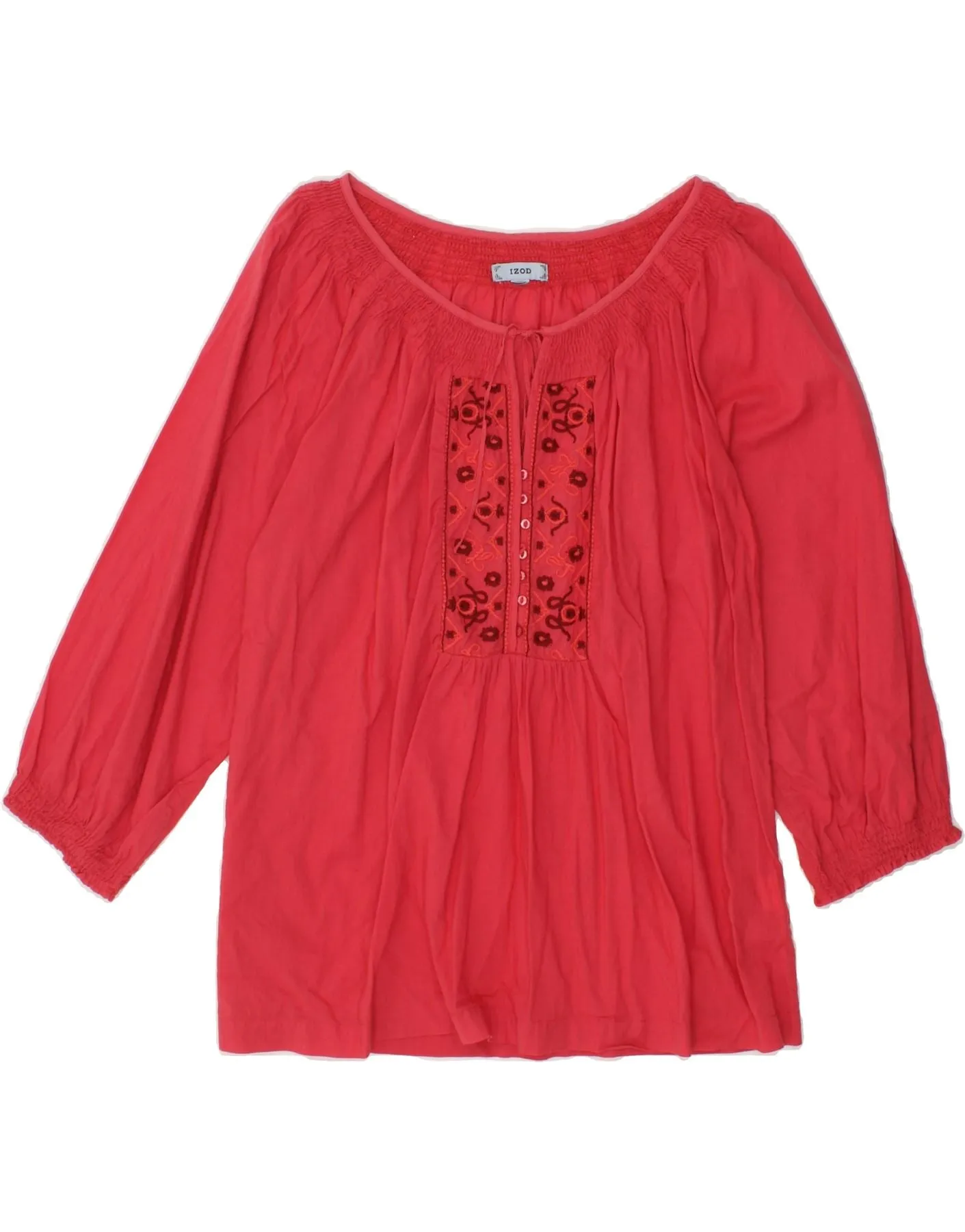 IZOD Womens 3/4 Sleeve Blouse Top UK 12 Medium Pink Cotton