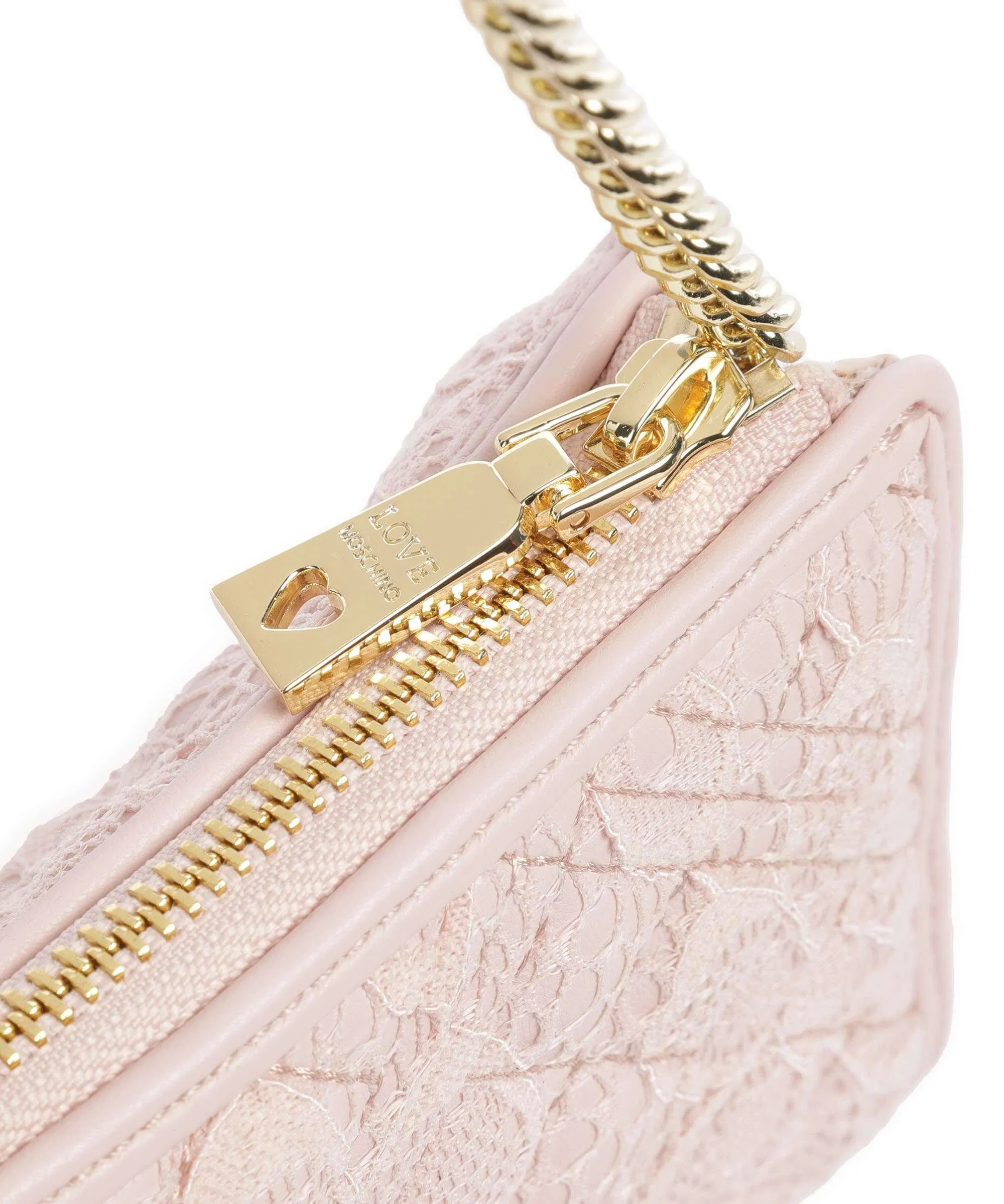  Love Moschino Quilted Lace Borsa a spalla pelle sintetica, poliestere rosa antico  