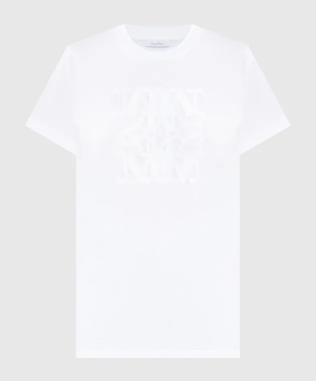 Max Mara T-shirt bianca TAVERNA con applicazione monogramma logo TAVERNA