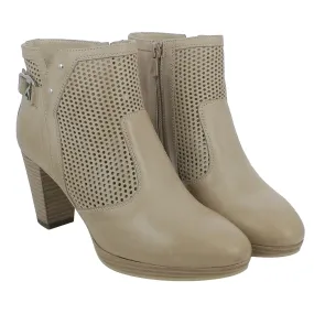 NeroGiardini  Tronchetto beige traforato tacco 7 