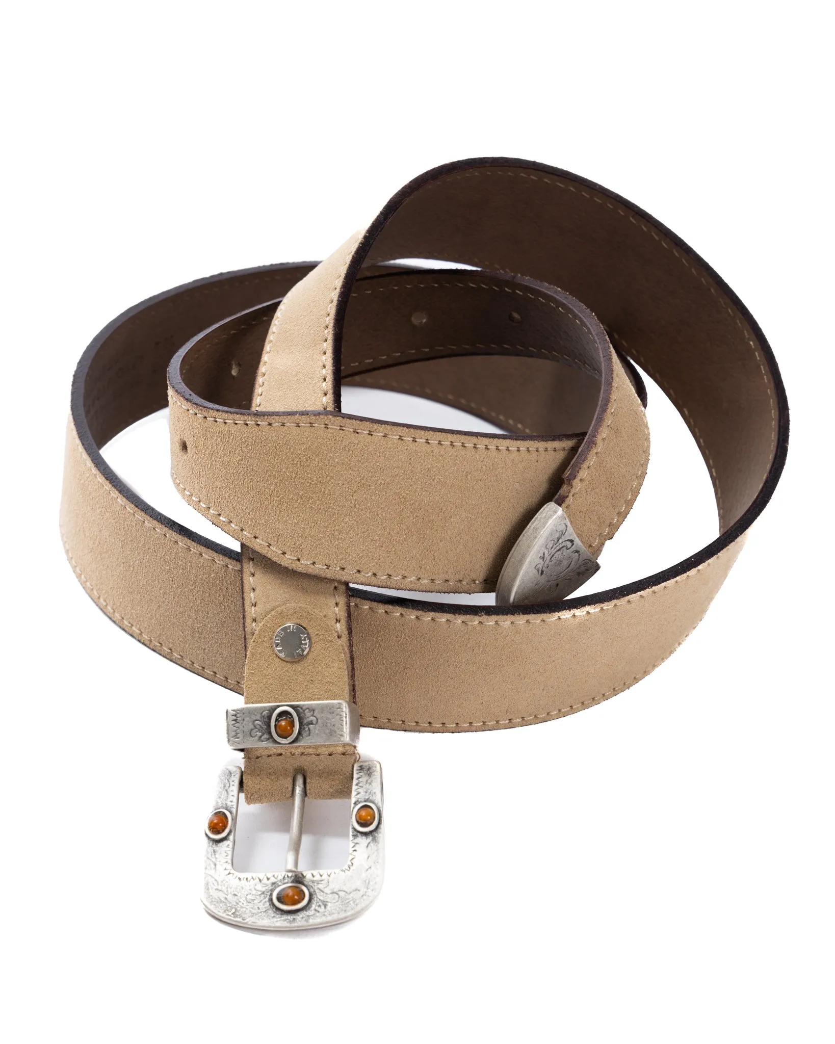Quirico - cinta gioiello beige in pelle scamosciata