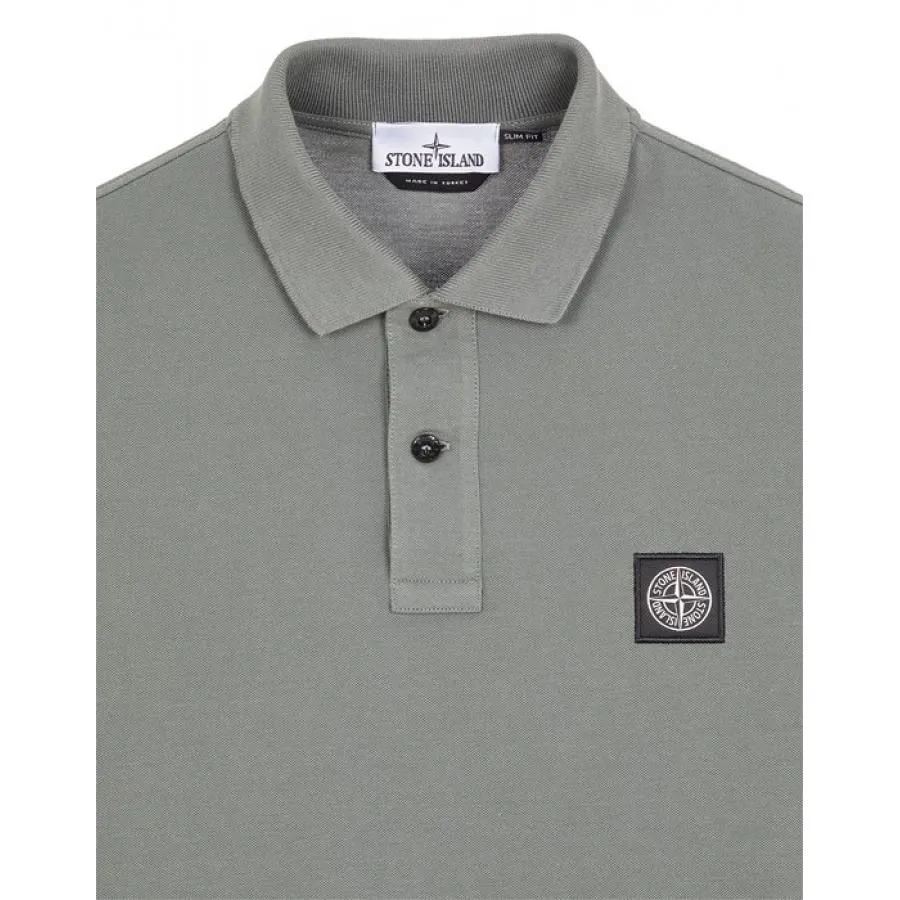 --Stone Island Polo A Manica Corta In Piquet Di Cotone Organico.-