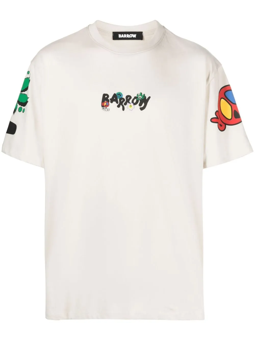 t-shirt bianca con stampe colorate