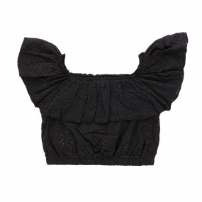 Top Volant Nero Bambina Teen