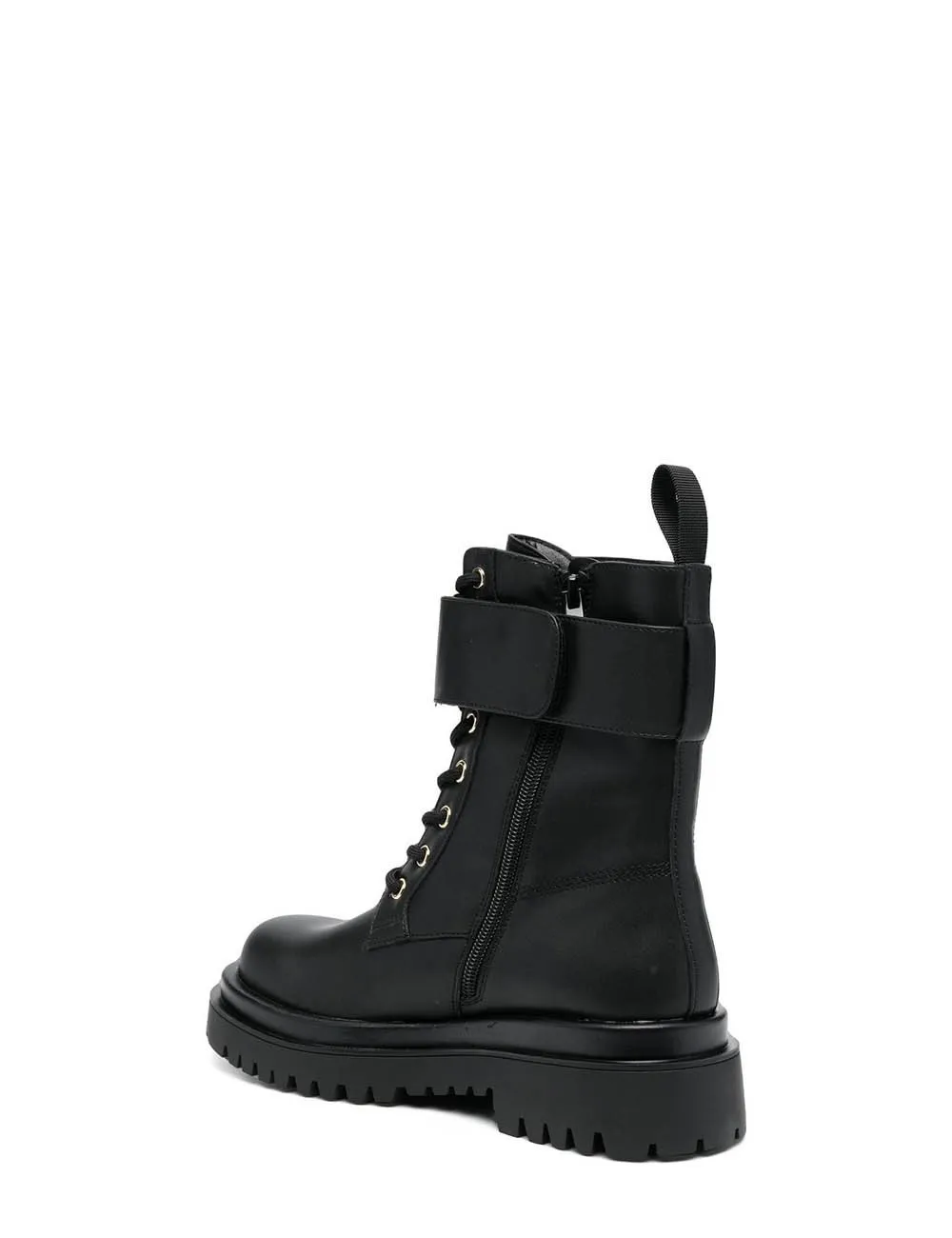 Versace Jeans Couture     Anfibio in pelle con logo scrittura Nero